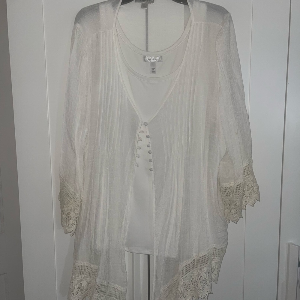 Dressbarn White Sheer Cardigan